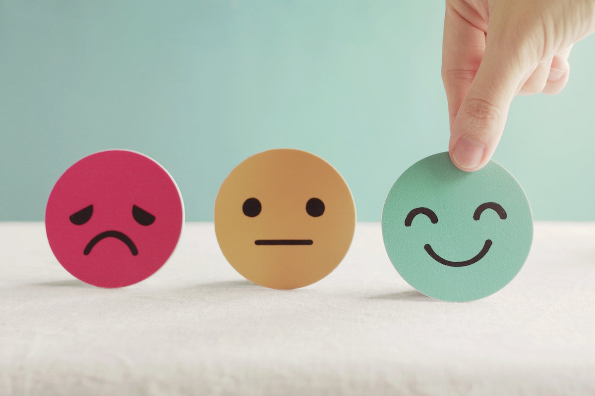 Drei Emojis mit unterschiedlichen Launen