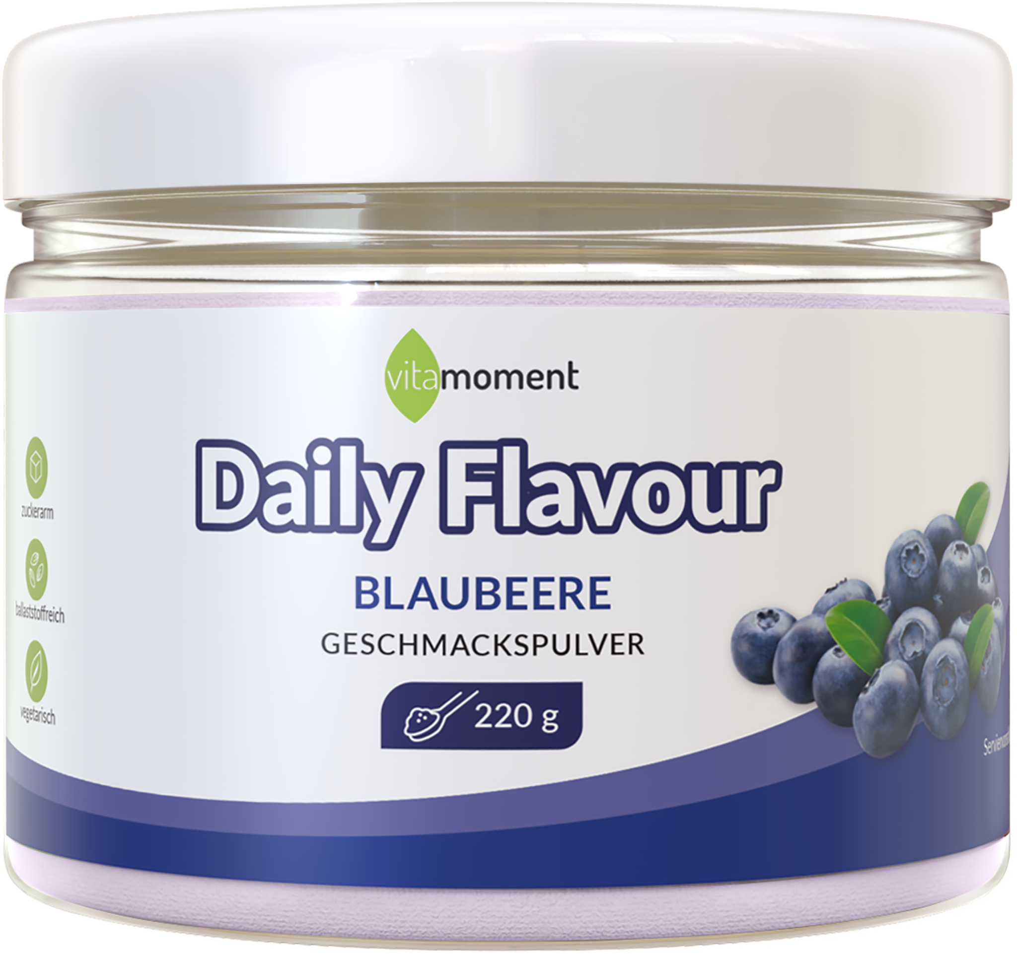 Daily Flavour Geschmackspulver - Blaubeere, 220g - VitaMoment Produkt