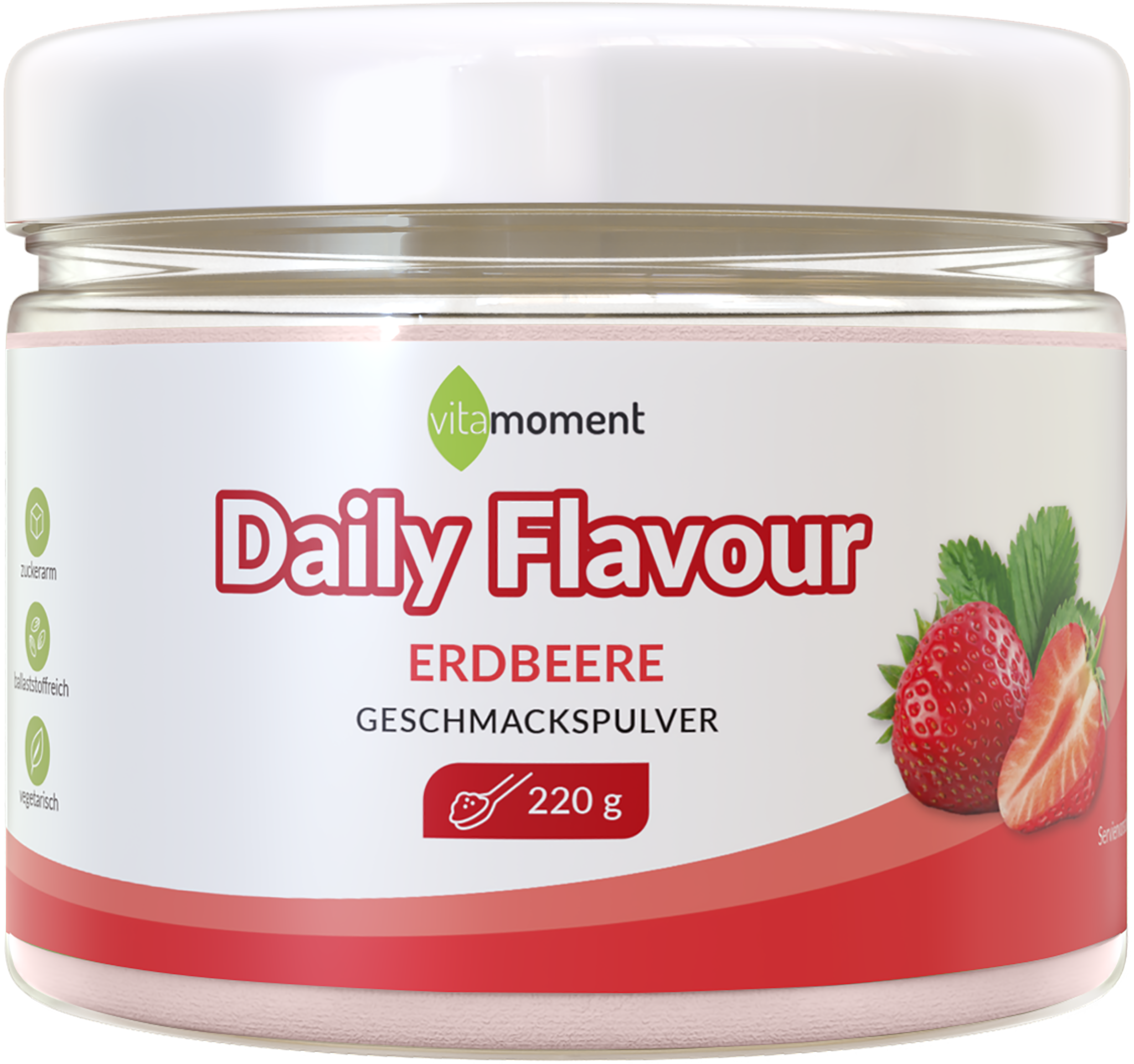 Daily Flavour Geschmackspulver - Erdbeer, 220g - VitaMoment Produkt