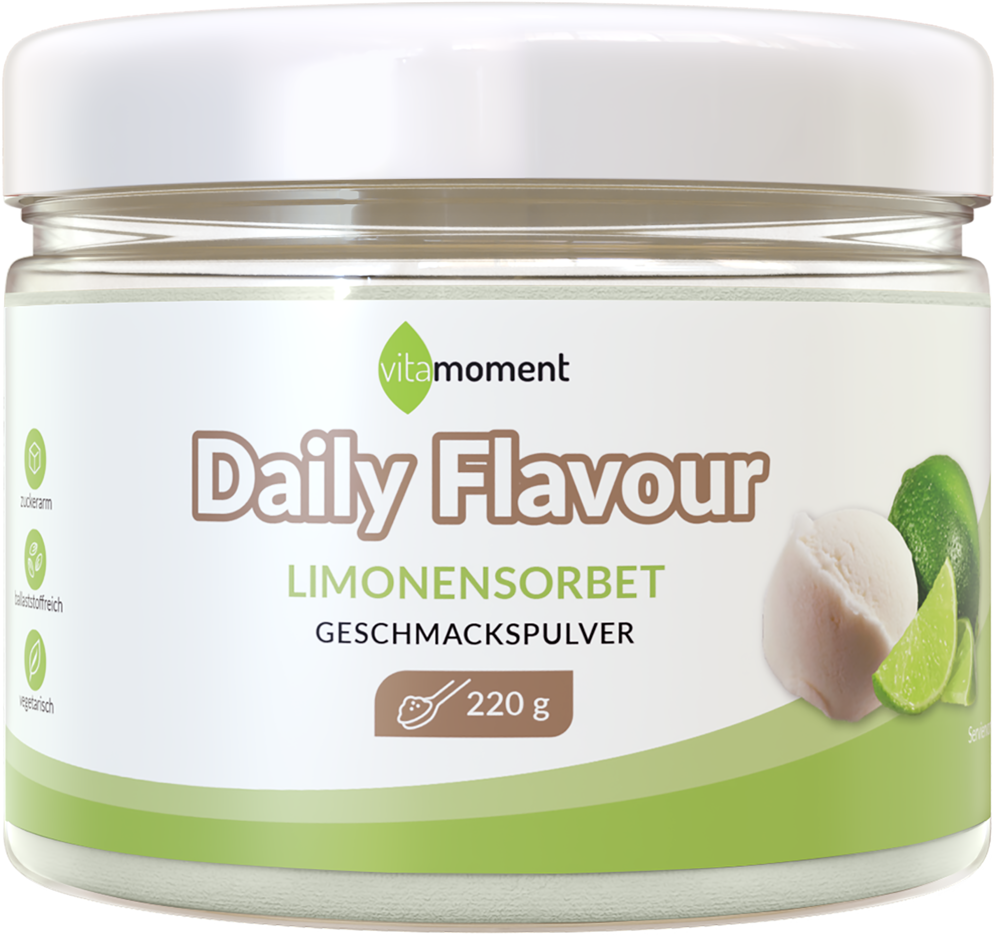 Daily Flavour Geschmackspulver - Limonensorbet, 220g - VitaMoment Produkt