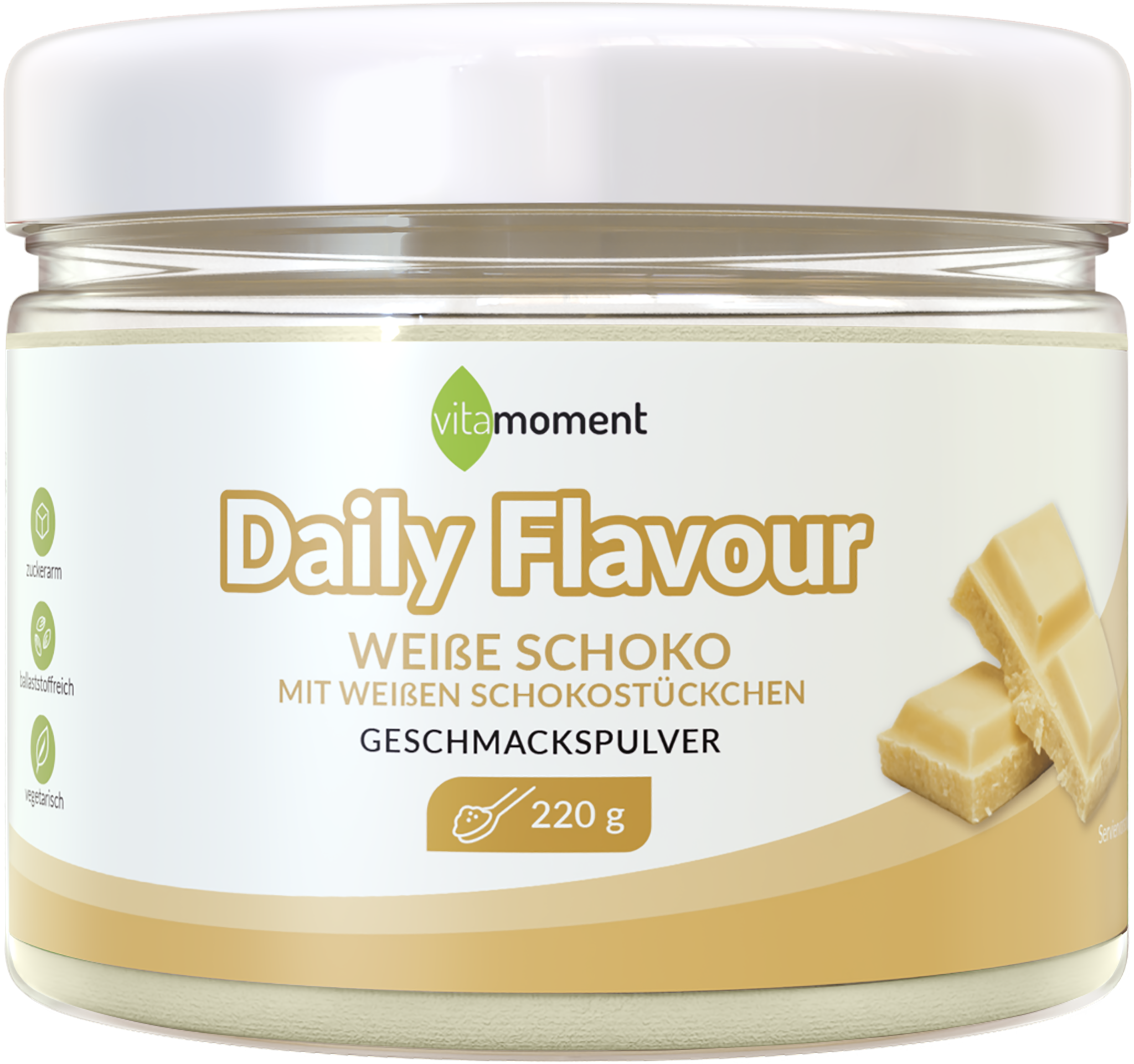 Daily Flavour Geschmackspulver - Weiße Schoko, 220g - VitaMoment Produkt