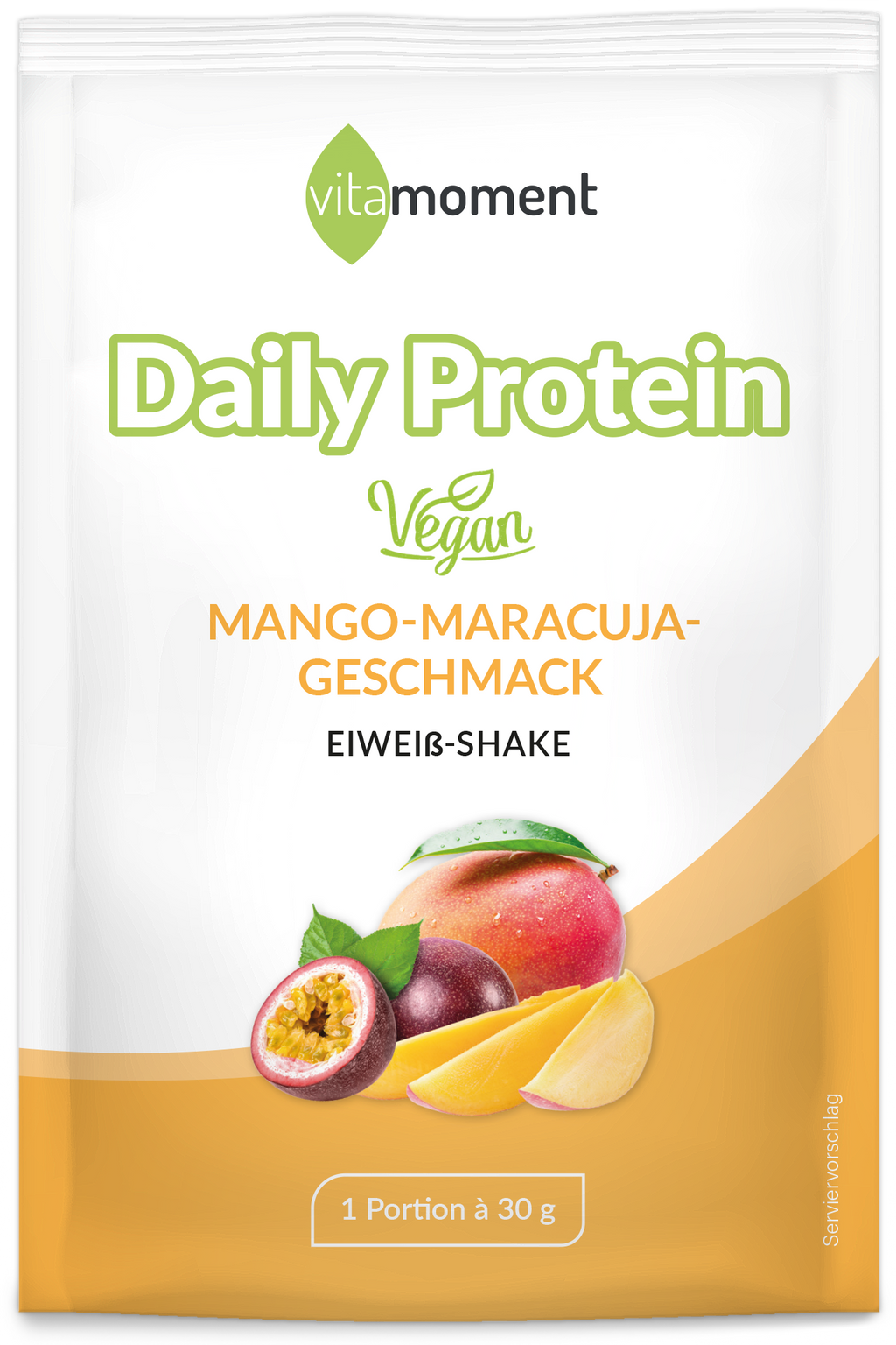 Daily Protein Shake Vegan - Mango-Maracuja, 30g (Probe) - VitaMoment Produkt