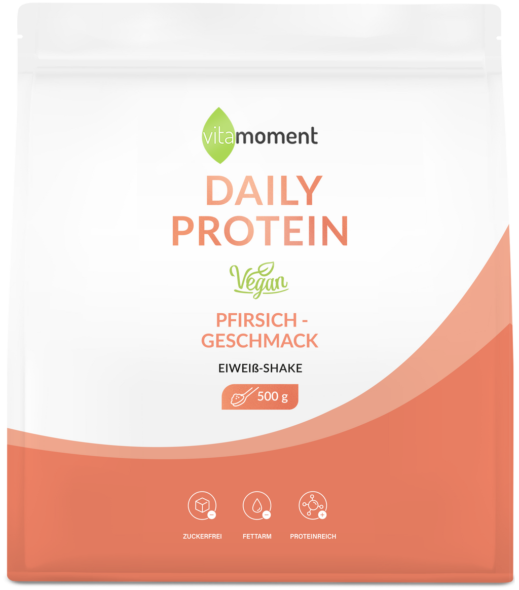 Daily Protein Shake Vegan - Pfirsich, 500g - VitaMoment Produkt