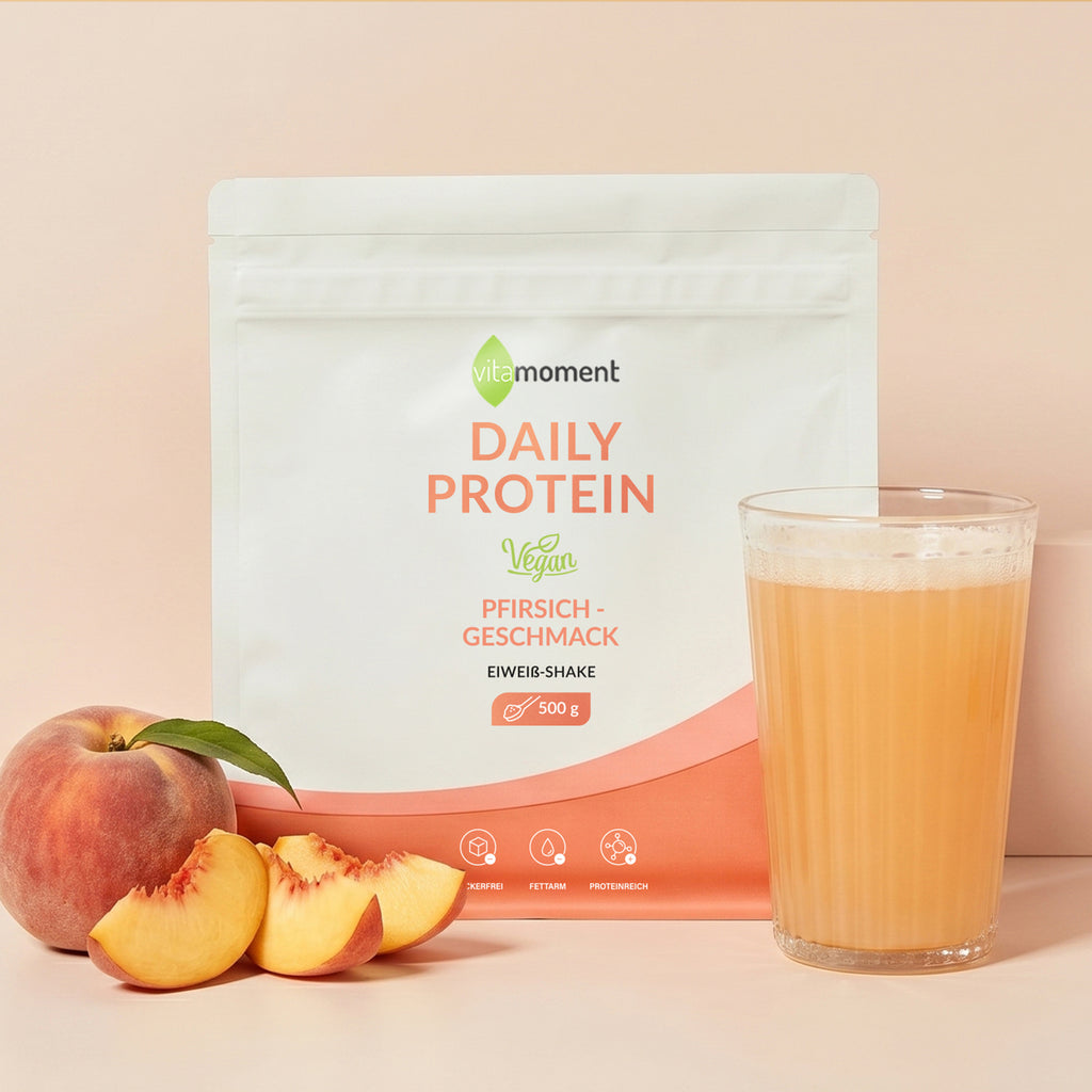 Daily Protein Shake Vegan - Pfirsich, 500g - VitaMoment Produkt